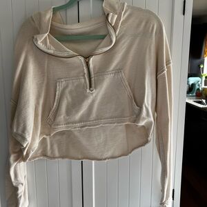 Cream Cropped Quarter Zip